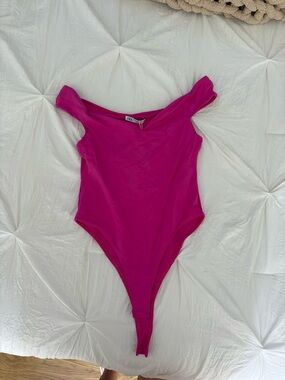 Zara Hot Pink Off-Shoulder Bodysuit